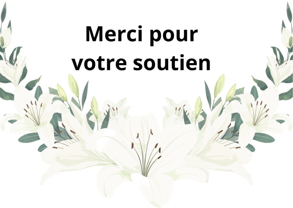 Carte de remerciement suite à des funérailles