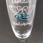 Verre à pied gravé et peint